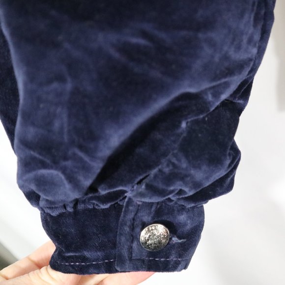 Vtg Patty Woodard Blue Velvet Blazer Jacket Open Front - Picture 3 of 5